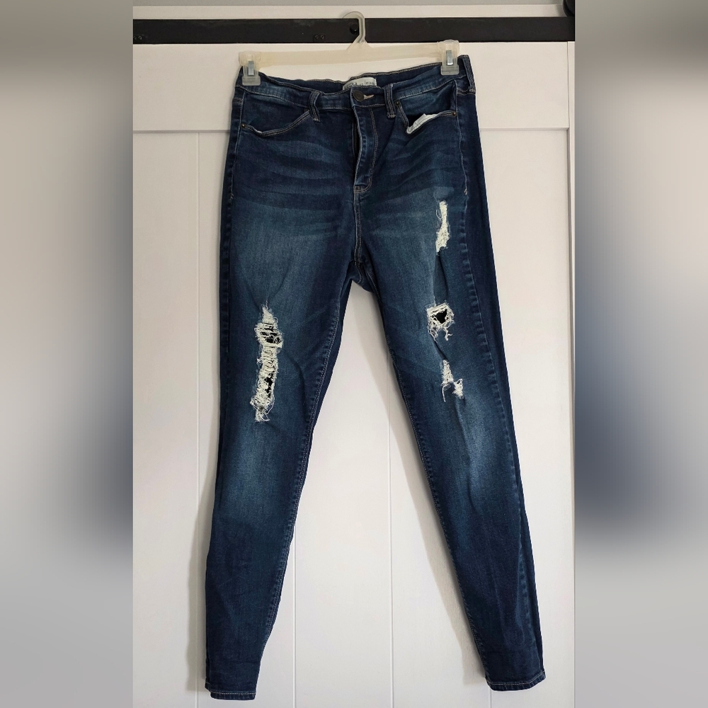 Mudd Dark Blue Distressed Skinny Jeans